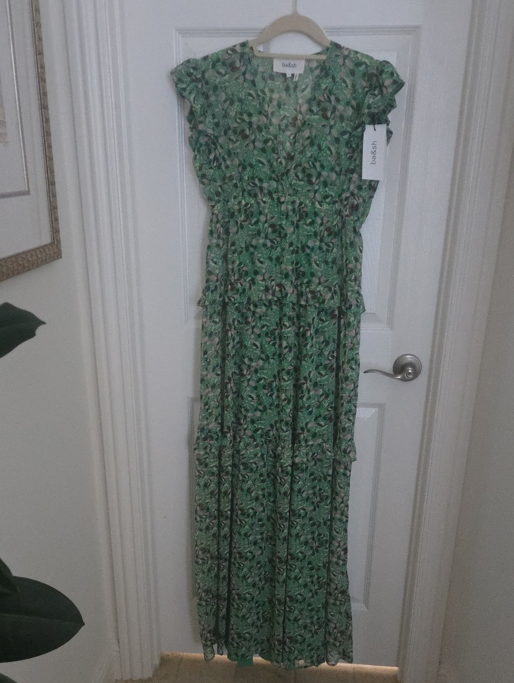 ba&sh Green Floral Samanta Maxi Dress. NWT Size 0